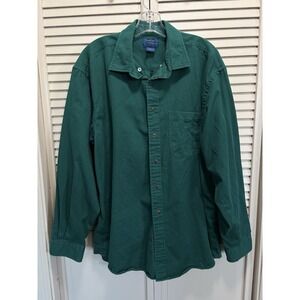 Vintage Cambridge Classics Mervyns Green Flannel Shirt XL Pockets Button Up